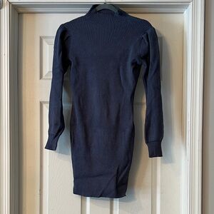 Navy Blue Ribbed Women's Sweater